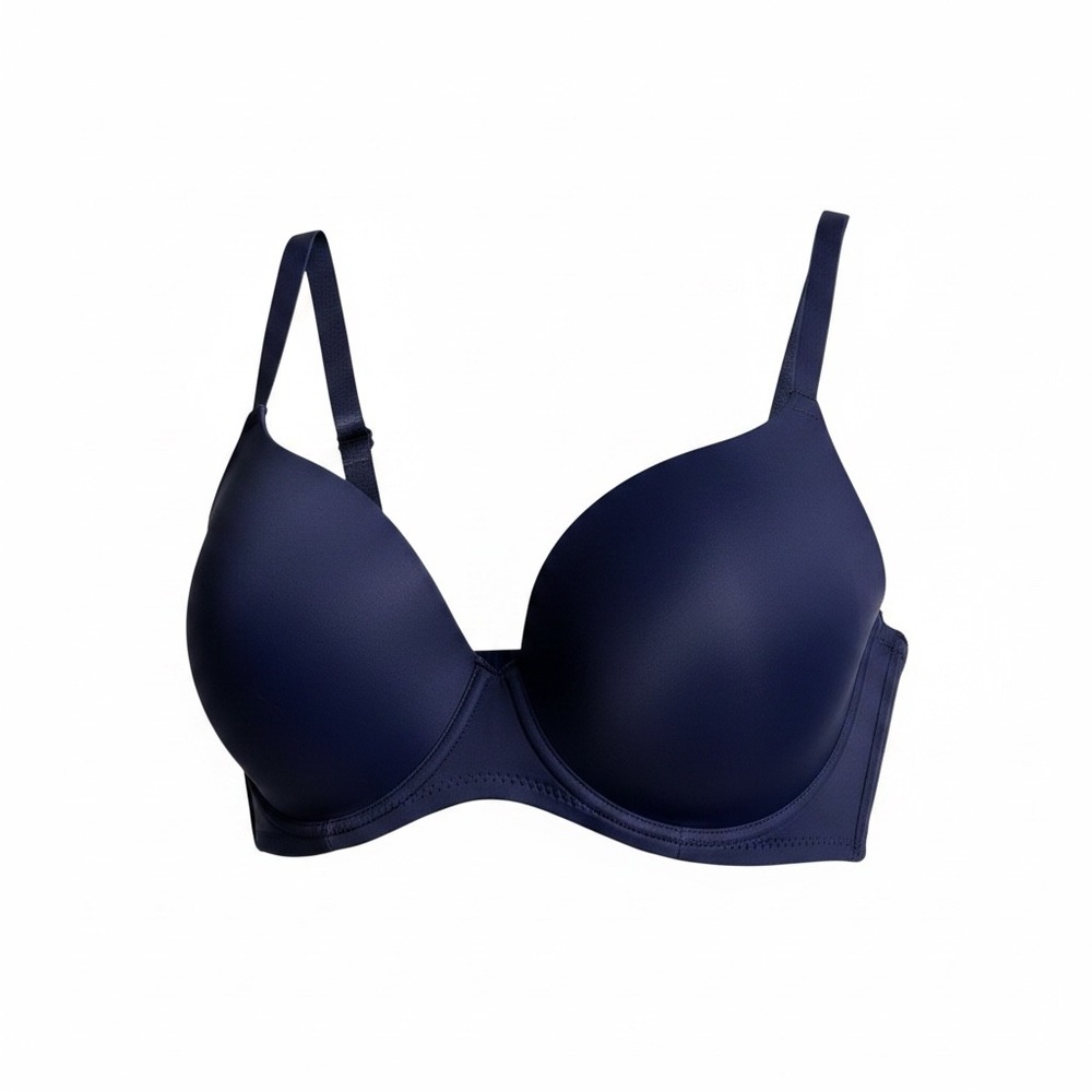 Nautica Intimates Navy Blue Underwire T-Shirt Bra 38D Logo Straps 1165-28